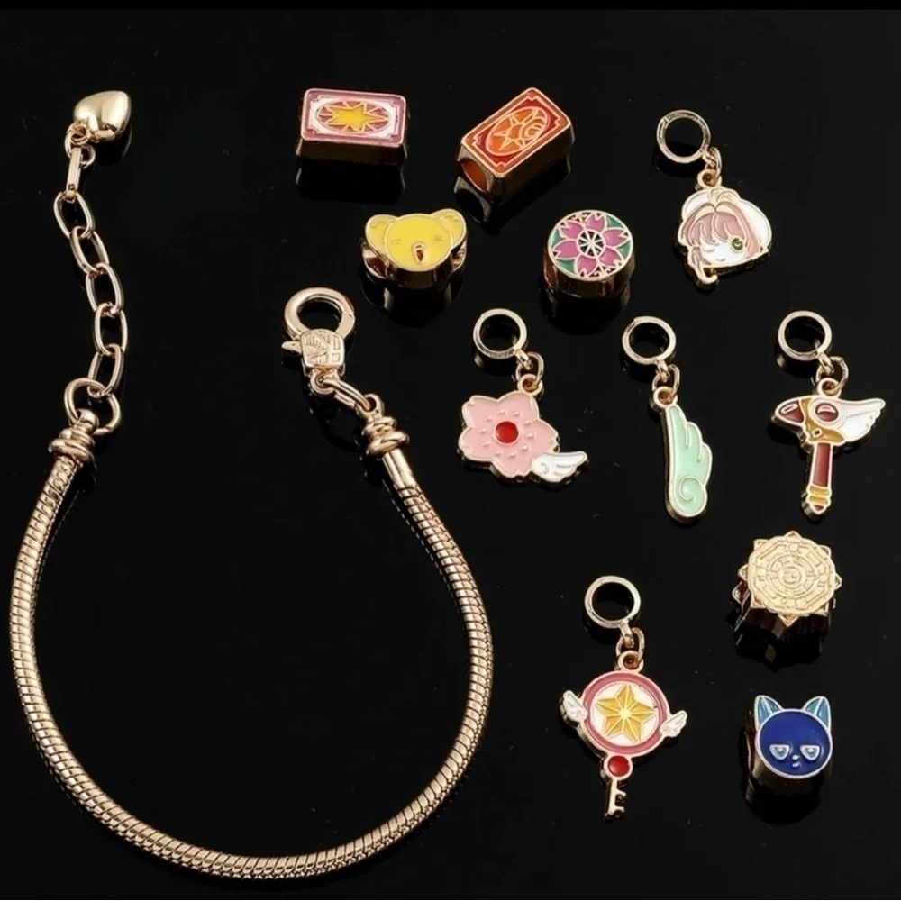 Gold Plated Cardcaptor Sakura Themed Anime Charm Bracelet Adjustable Sizing